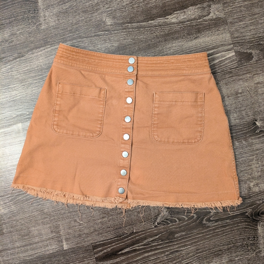 J. Crew Tan Mini Skirt with Button-Front
